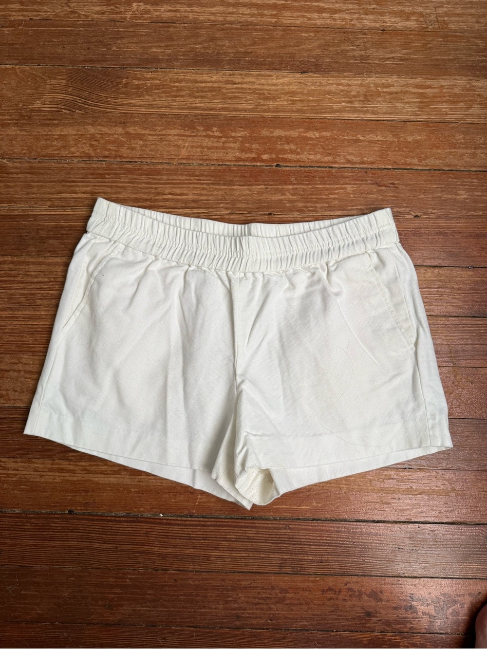 J.Crew 100% Cotton Women's Elastic-Waist White Chino Shorts Size 6